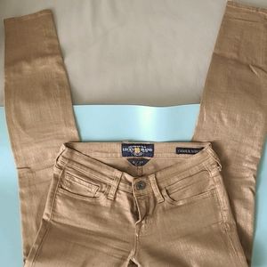 Lucky Brand Charlie Skinny Gold Sheen Jean size 25